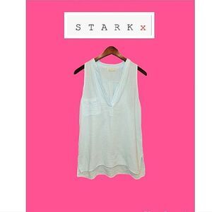 NWOT Stark X Light Blue Sleeveless Tunic Top Gauzy 100% Cotton S